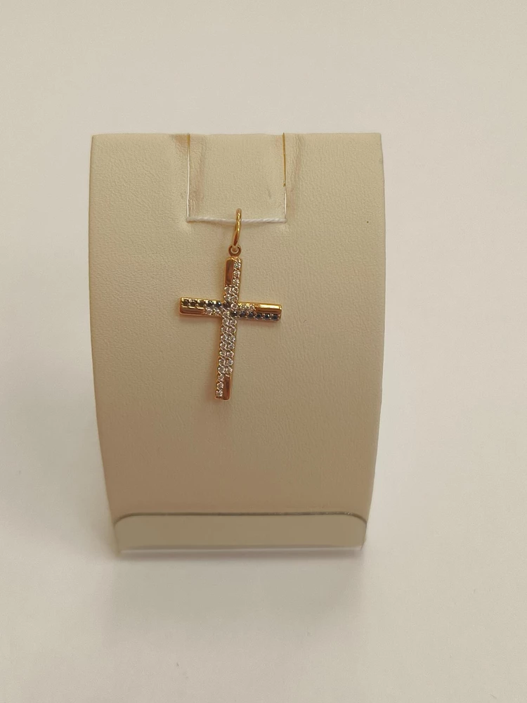 Подвес с фианитом из красного золота 585 пробы