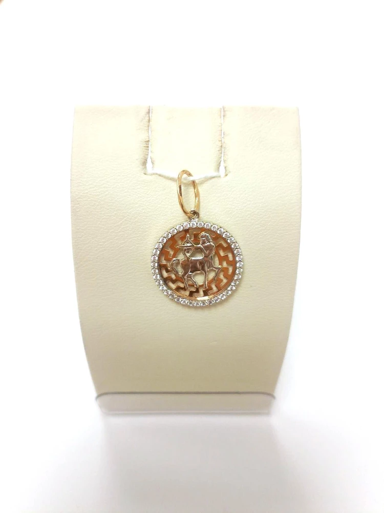 Подвес с фианитом из красного золота 585 пробы