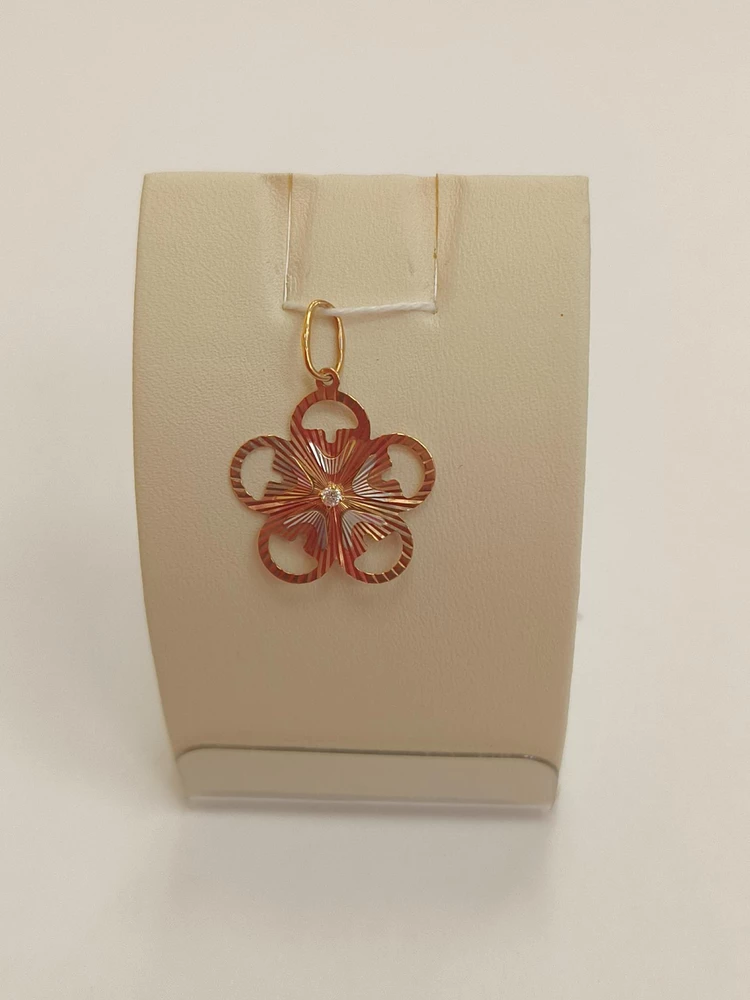 Подвес с фианитом из красного золота 585 пробы