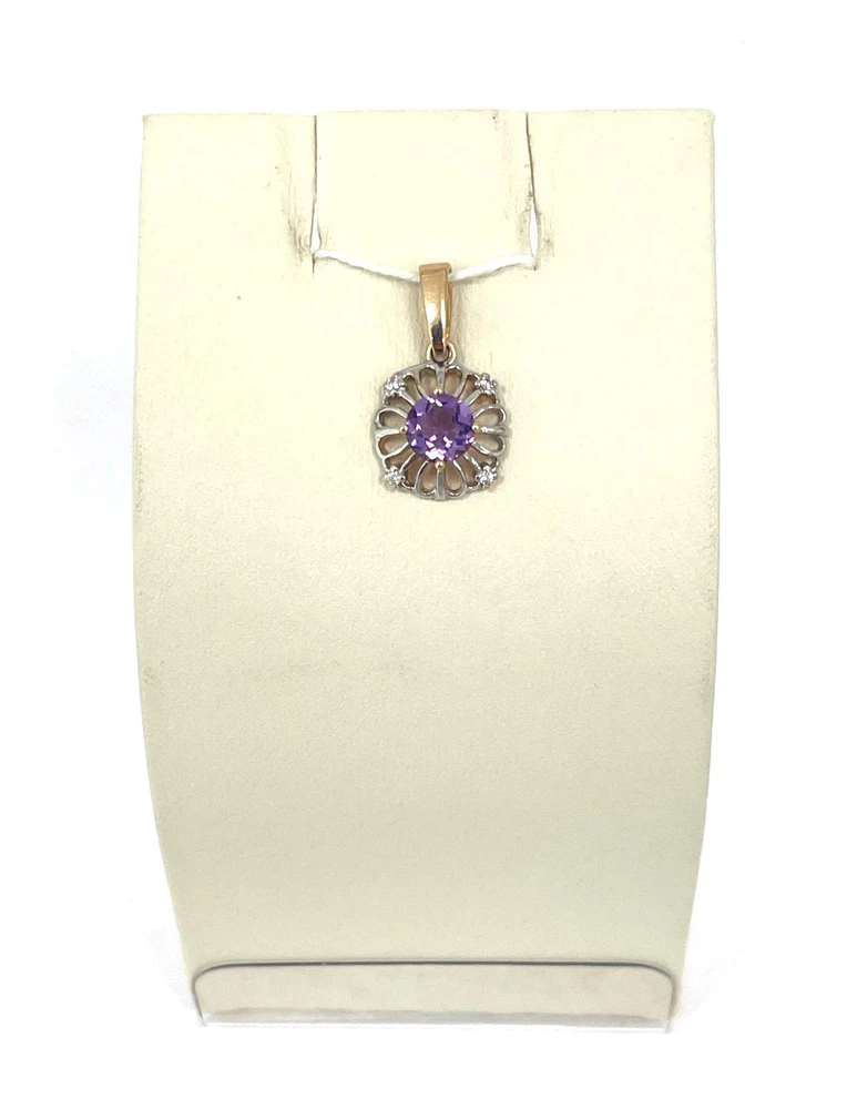 Подвес с аметистом из красного золота 585 пробы