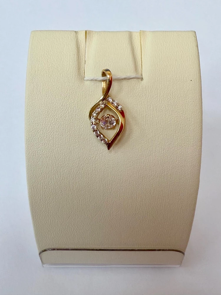 Подвес с фианитом из красного золота 585 пробы