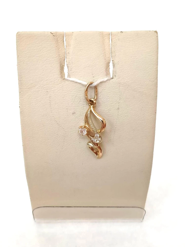 Подвес с фианитом из красного золота 585 пробы