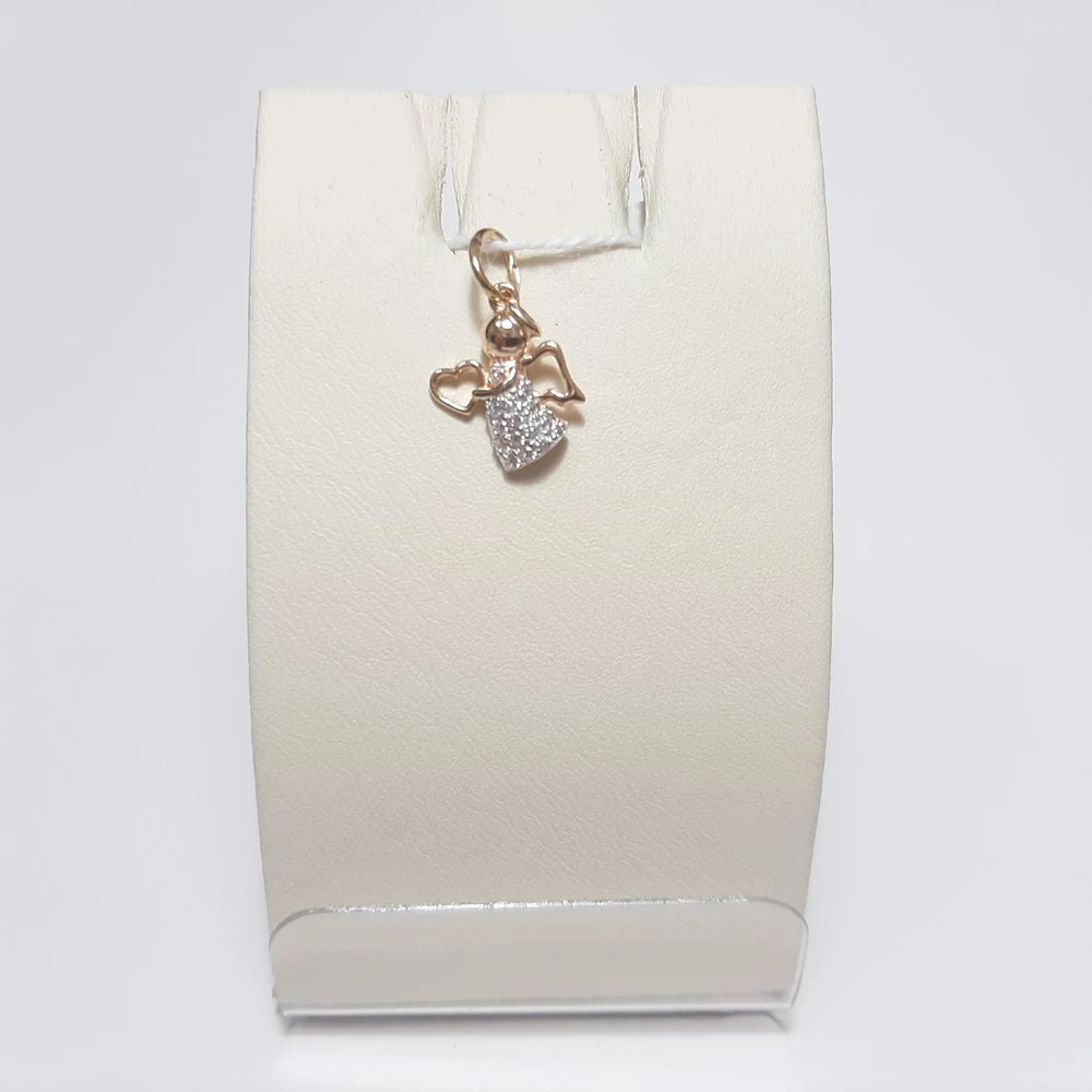 Подвес с фианитом из красного золота 585 пробы