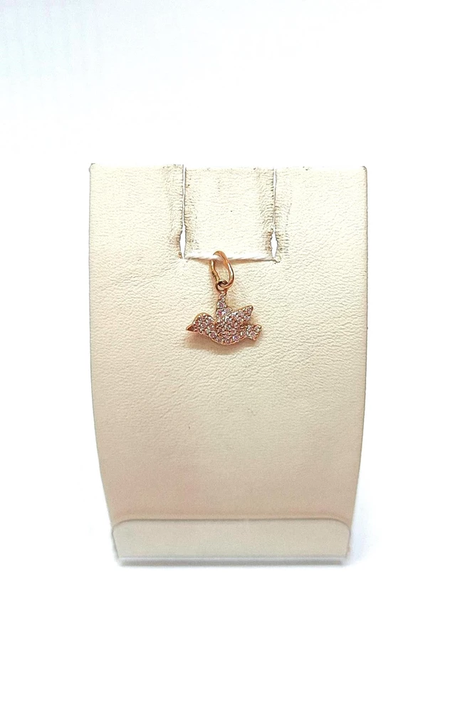 Подвес с фианитом из красного золота 585 пробы