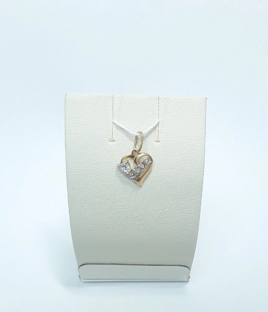 Подвес с фианитом из красного золота 585 пробы