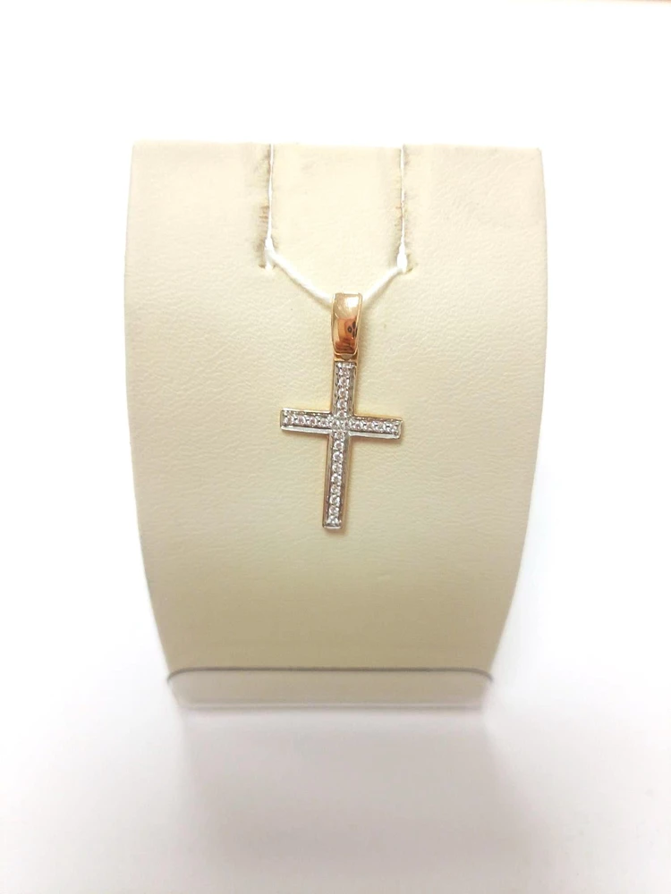 Подвес с фианитом из красного золота 585 пробы