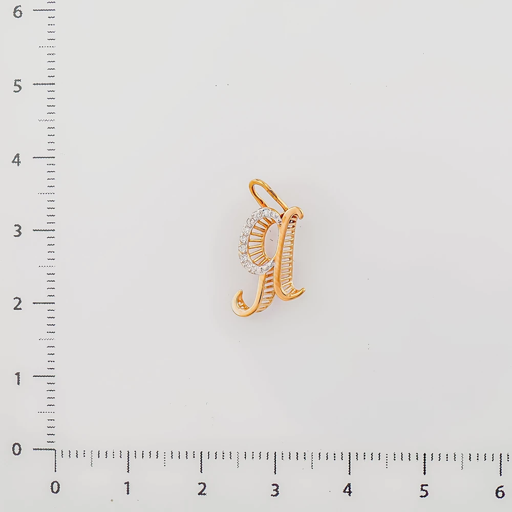 Подвес с фианитом из красного золота 585 пробы