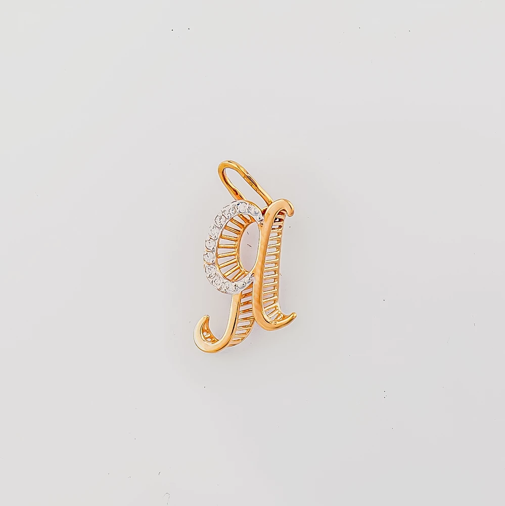 Подвес с фианитом из красного золота 585 пробы