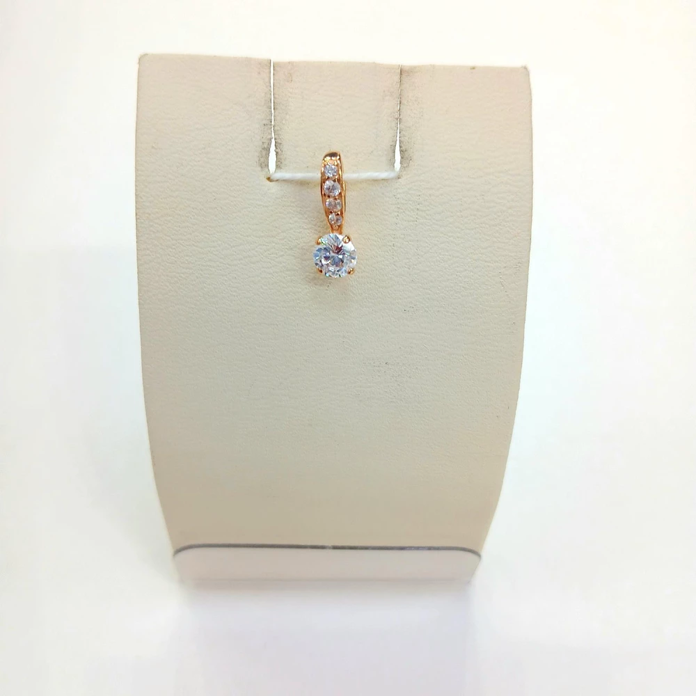 Подвес с фианитом из красного золота 585 пробы