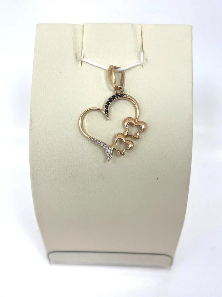 Подвес с фианитом из красного золота 585 пробы