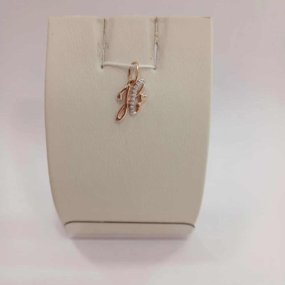 Подвес с фианитом из красного золота 585 пробы