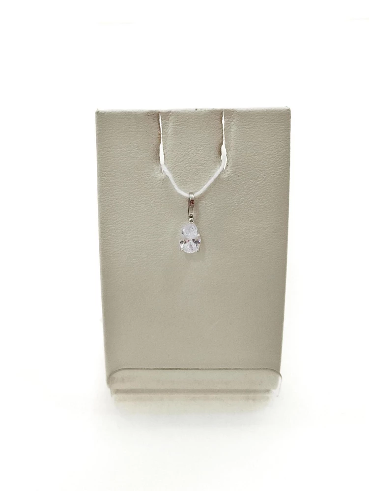 Подвес с фианитом из белого золота 585 пробы