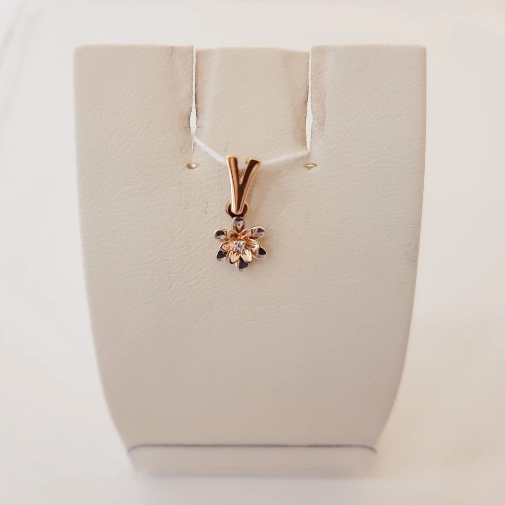 Подвес с фианитом из красного золота 585 пробы