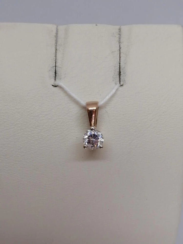 Подвес с фианитом из красного золота 585 пробы