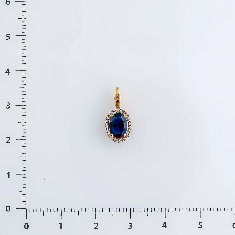 Подвес с сапфиром синтетическим из красного золота 375 пробы