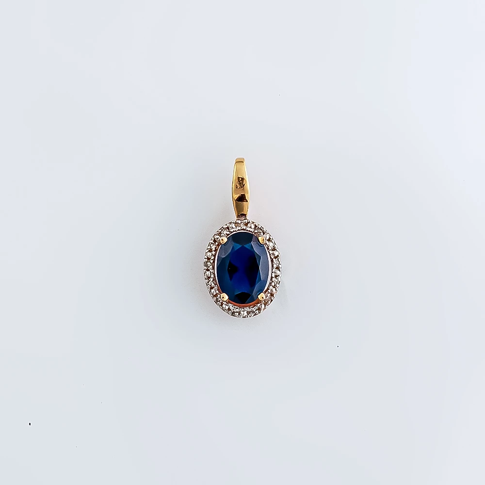 Подвес с сапфиром синтетическим из красного золота 375 пробы