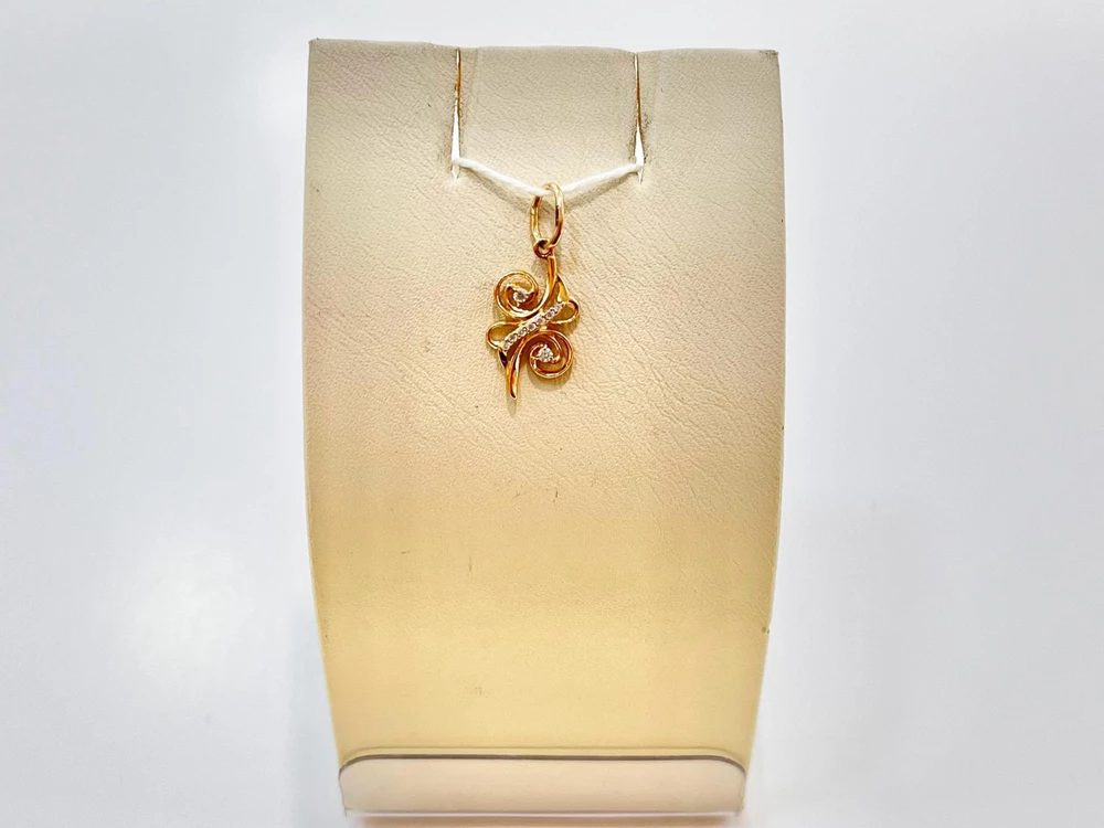 Подвес с фианитом из красного золота 585 пробы