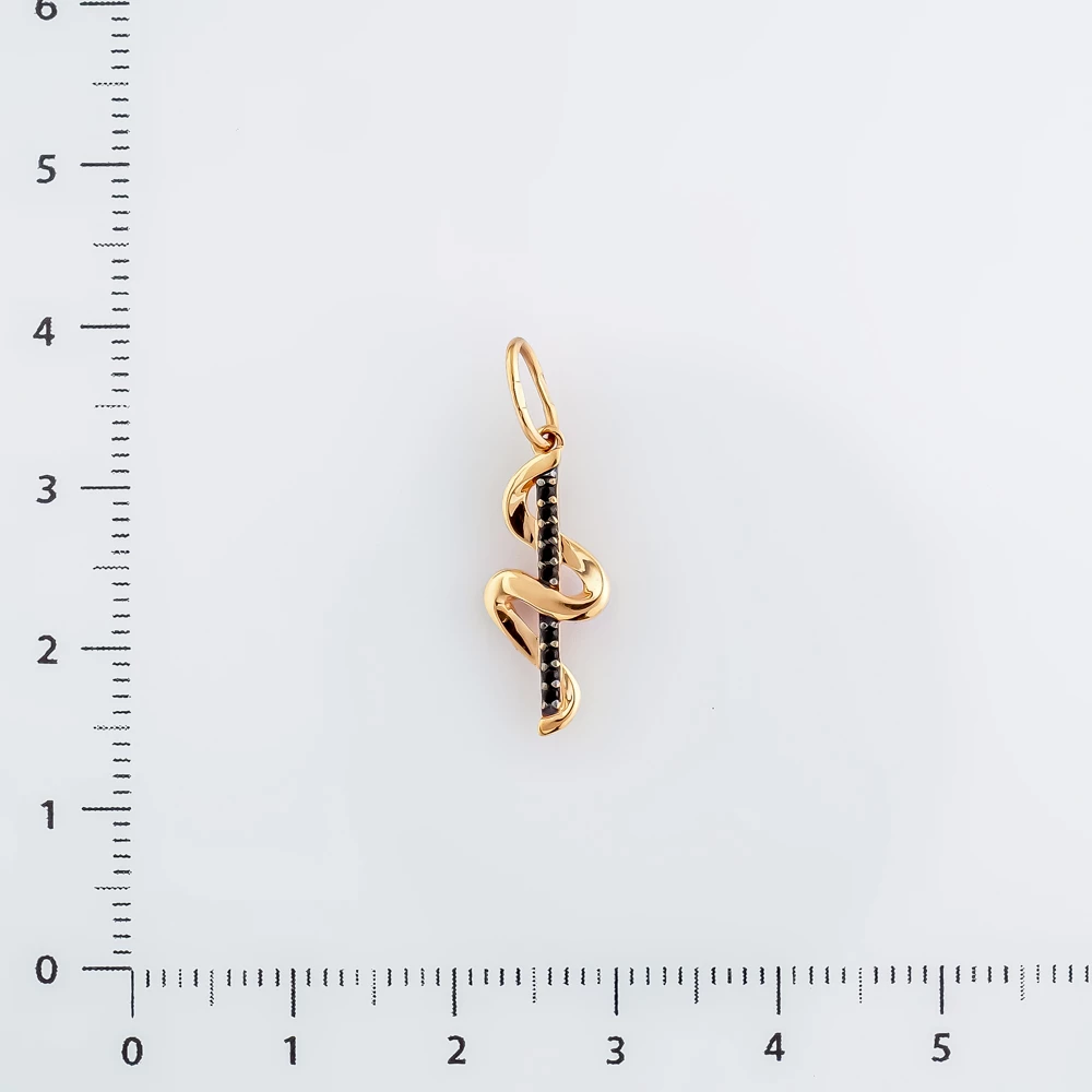 Подвес с фианитом из красного золота 585 пробы