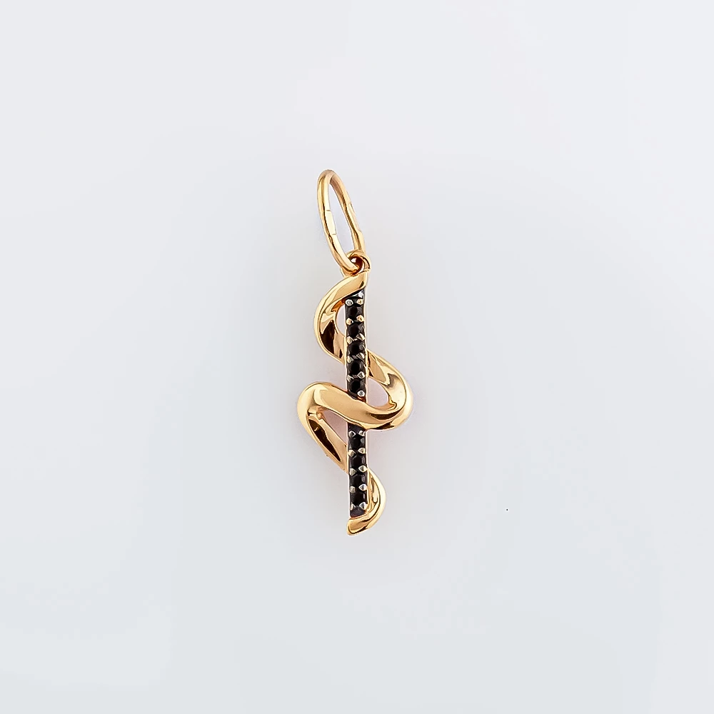 Подвес с фианитом из красного золота 585 пробы