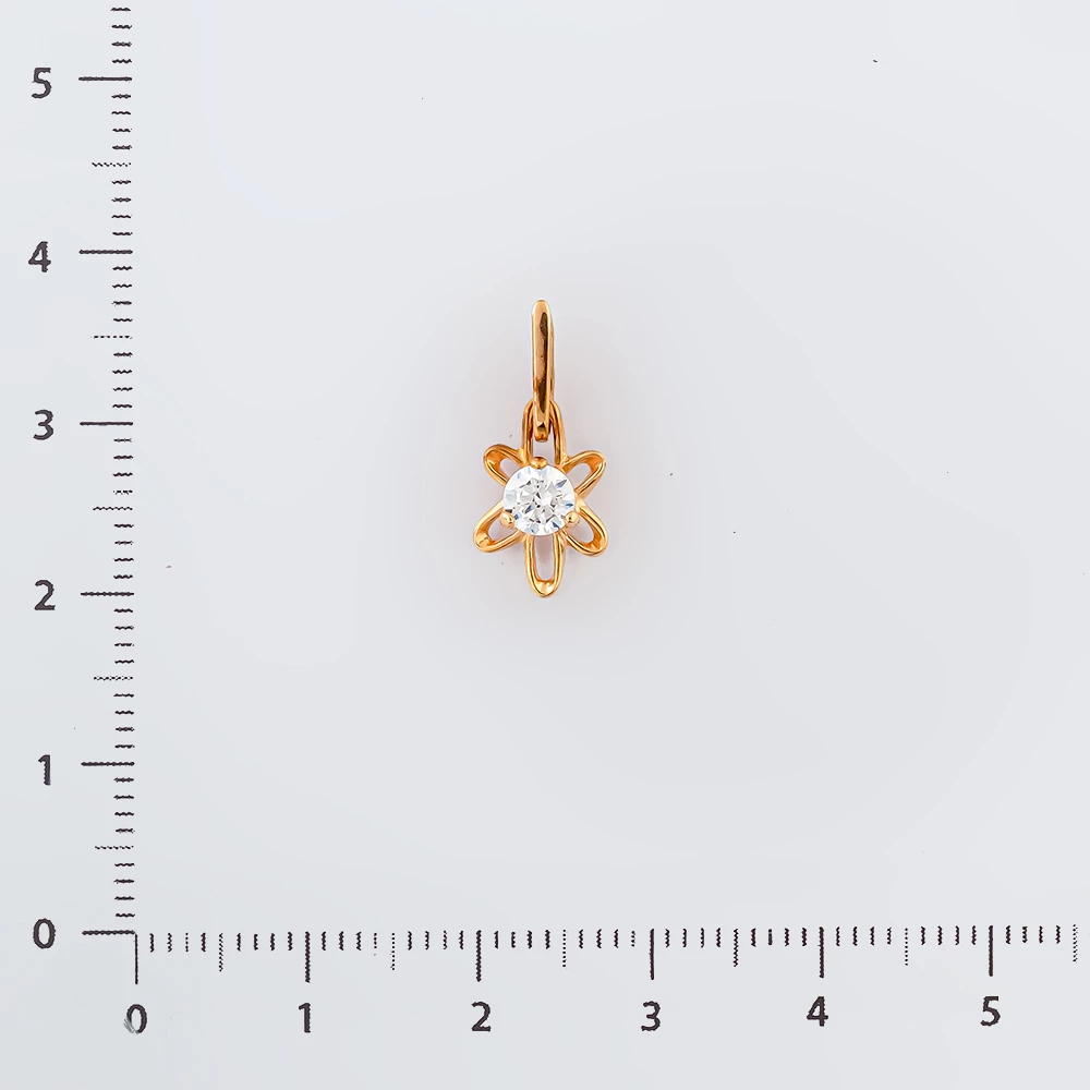 Подвес с фианитом из красного золота 585 пробы