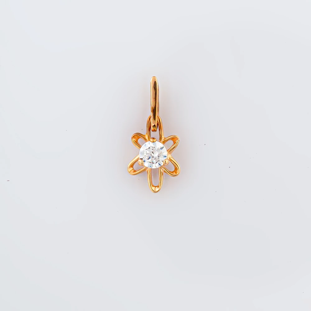 Подвес с фианитом из красного золота 585 пробы