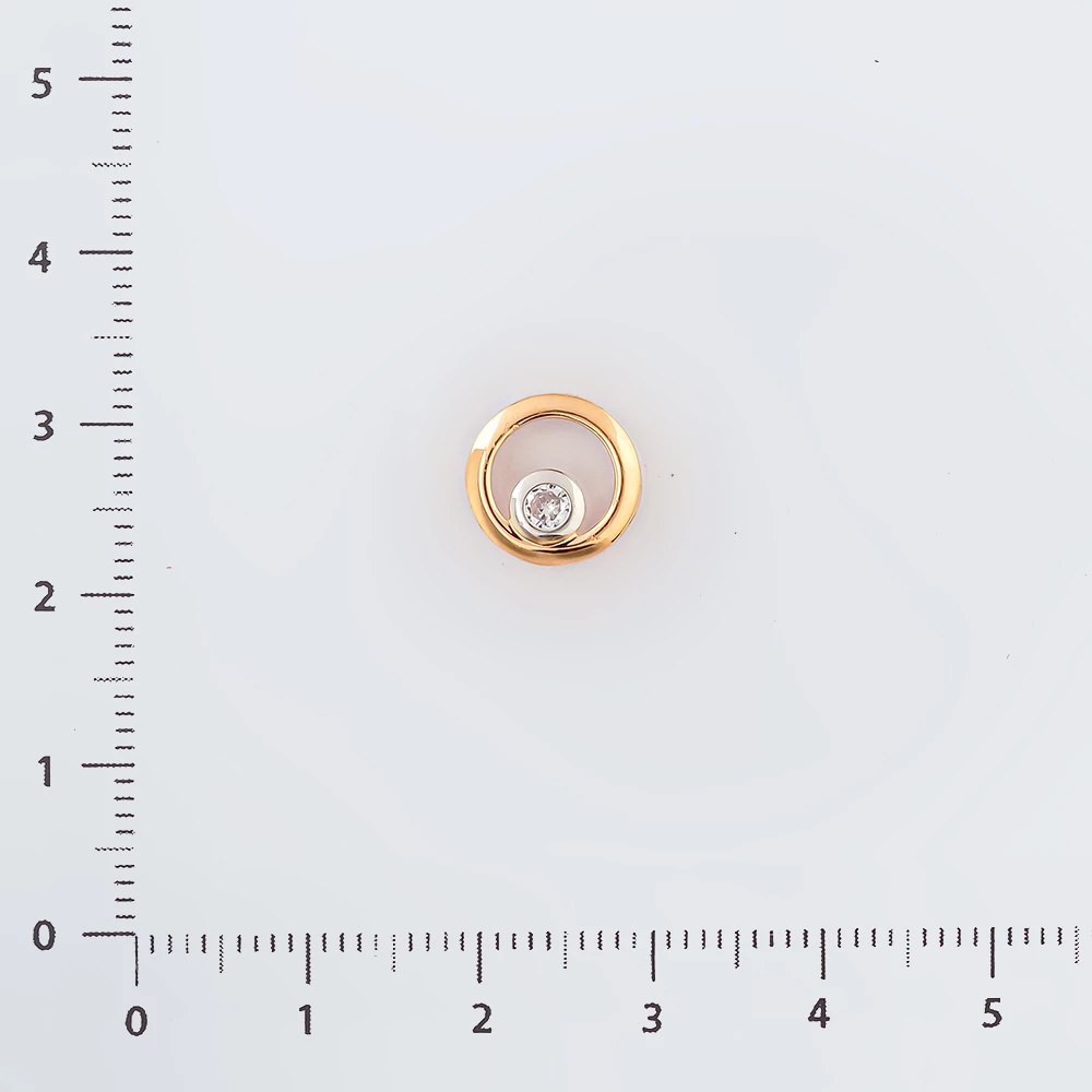 Подвес с фианитом из красного золота 585 пробы