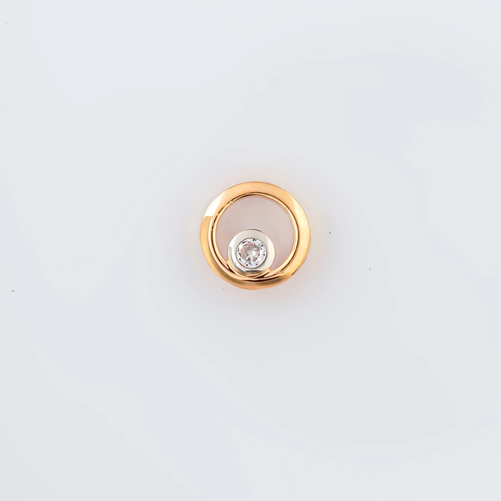 Подвес с фианитом из красного золота 585 пробы