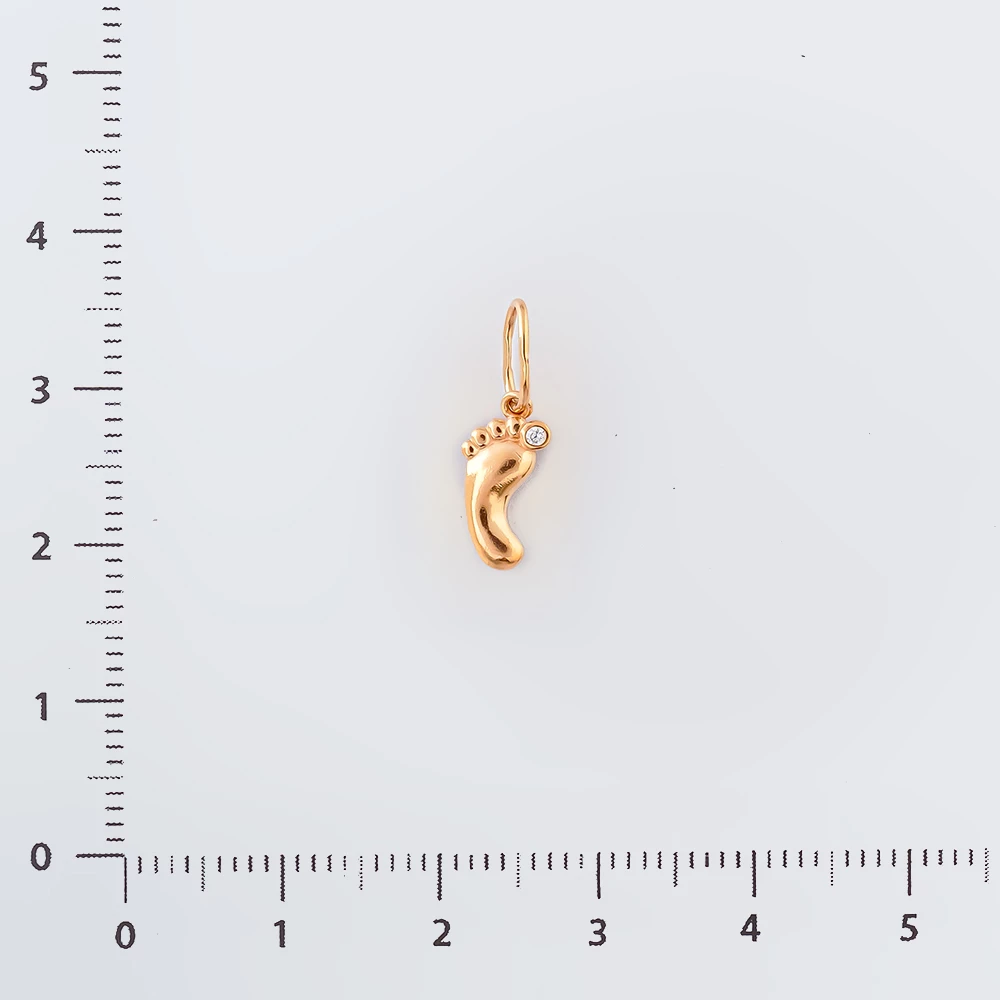 Подвес с фианитом из красного золота 585 пробы