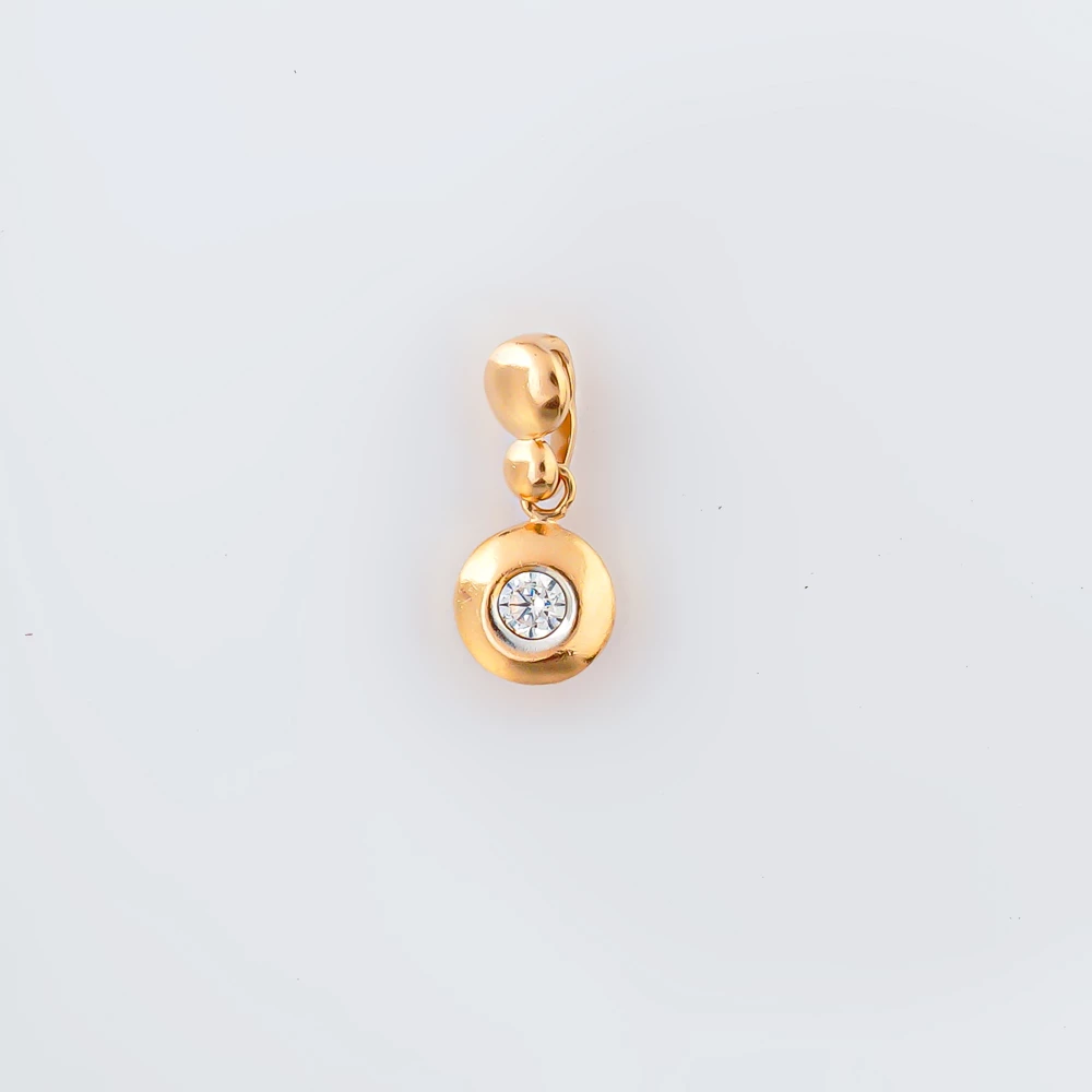 Подвес с фианитом из красного золота 585 пробы