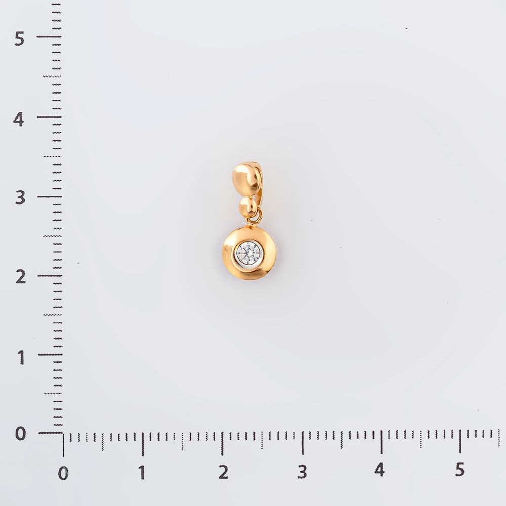 Подвес с фианитом из красного золота 585 пробы