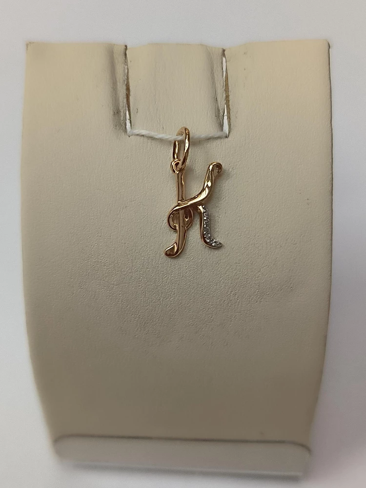 Подвес с фианитом из красного золота 585 пробы