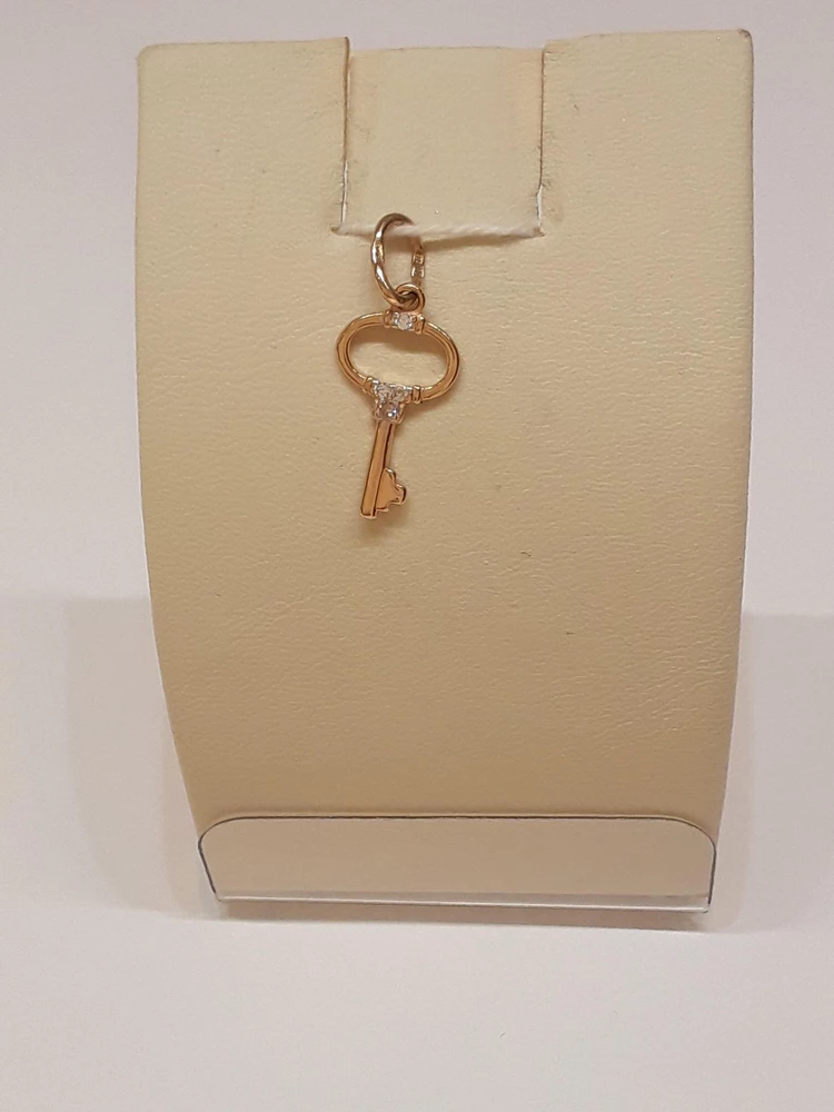 Подвес с фианитом из красного золота 585 пробы