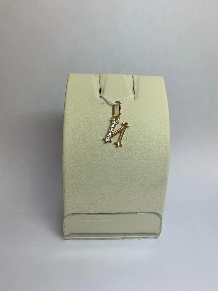 Подвес с фианитом из красного золота 585 пробы