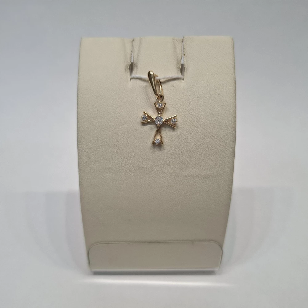 Подвес с фианитом из красного золота 585 пробы