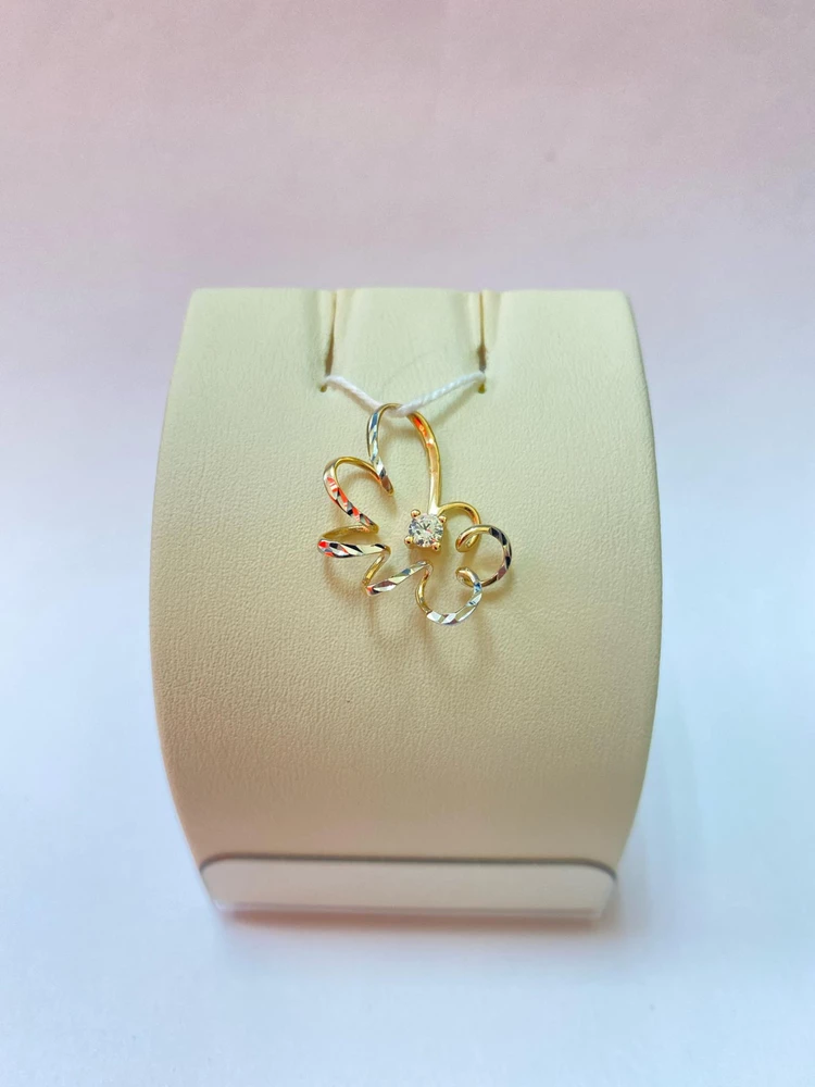 Подвес с фианитом из красного золота 585 пробы