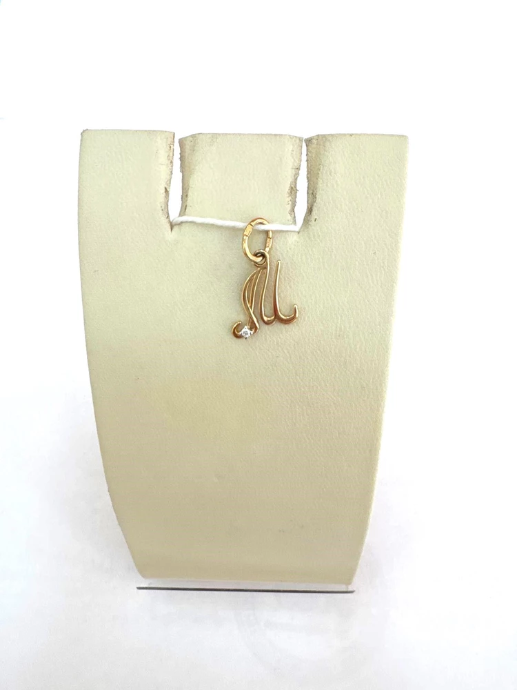 Подвес с фианитом из красного золота 585 пробы