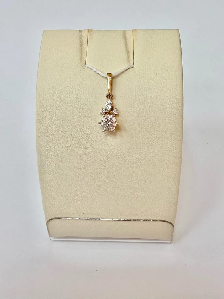 Подвес с фианитом из красного золота 585 пробы