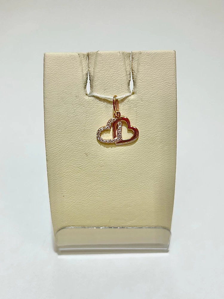 Подвес с фианитом из красного золота 585 пробы