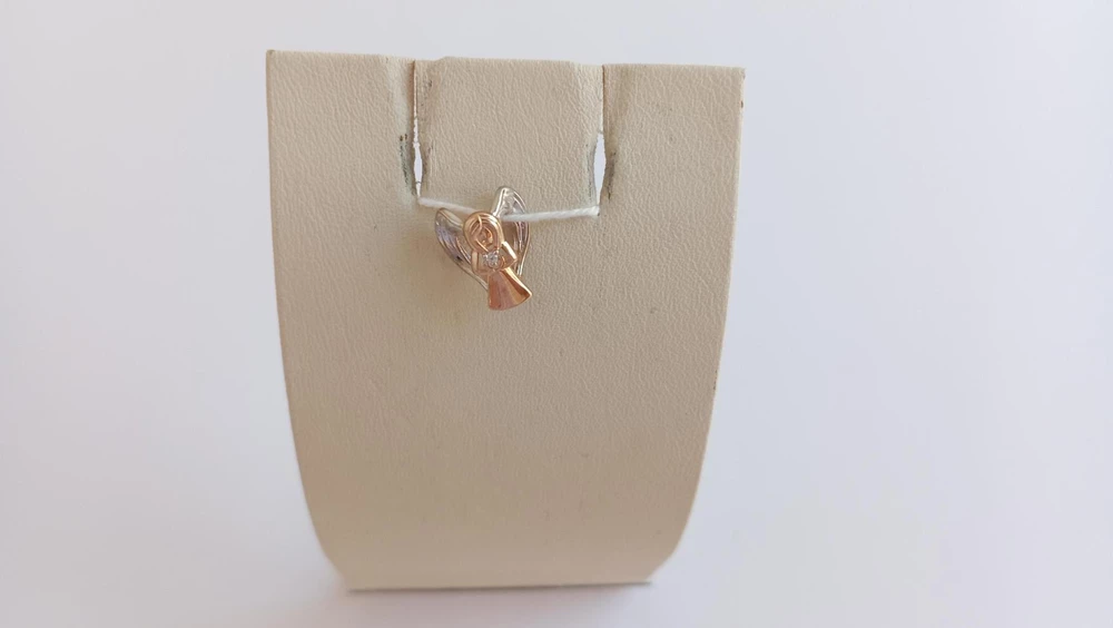 Подвес с фианитом из красного золота 585 пробы