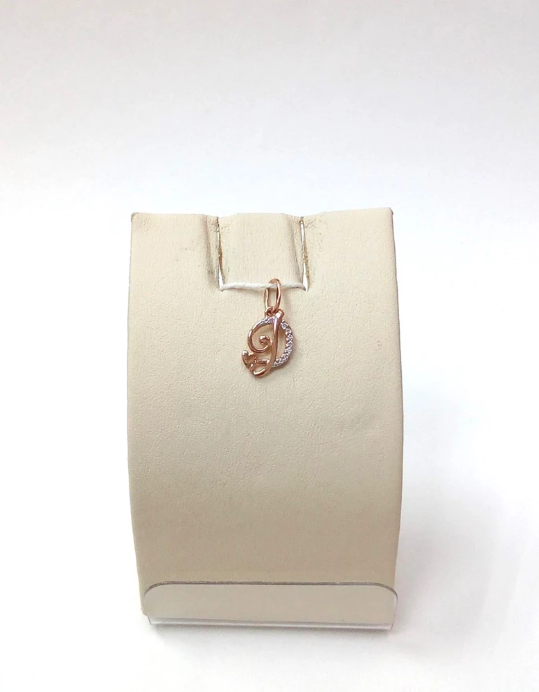 Подвес с фианитом из красного золота 585 пробы