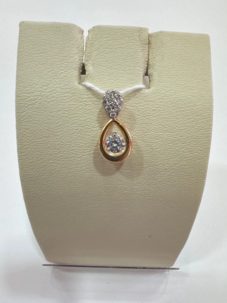 Подвес с фианитом из красного золота 585 пробы