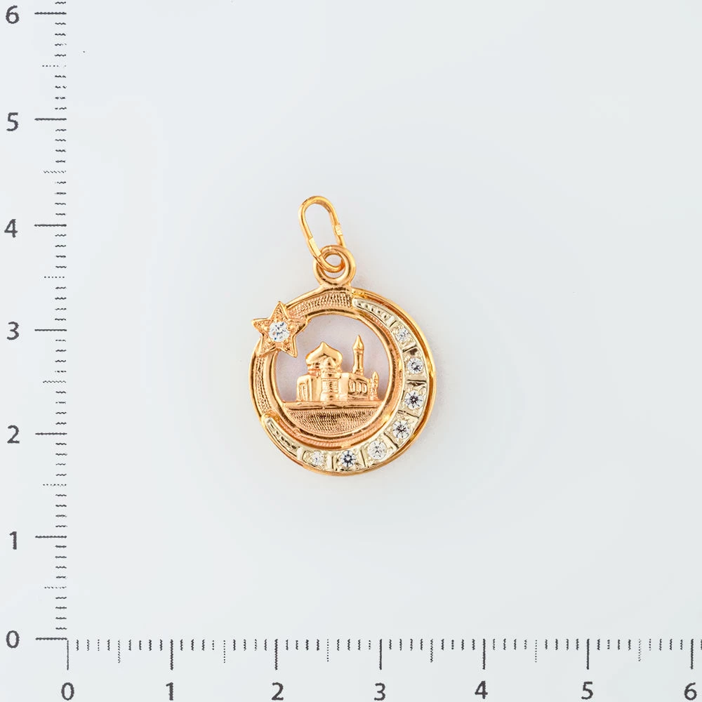 Подвес с фианитом из красного золота 585 пробы