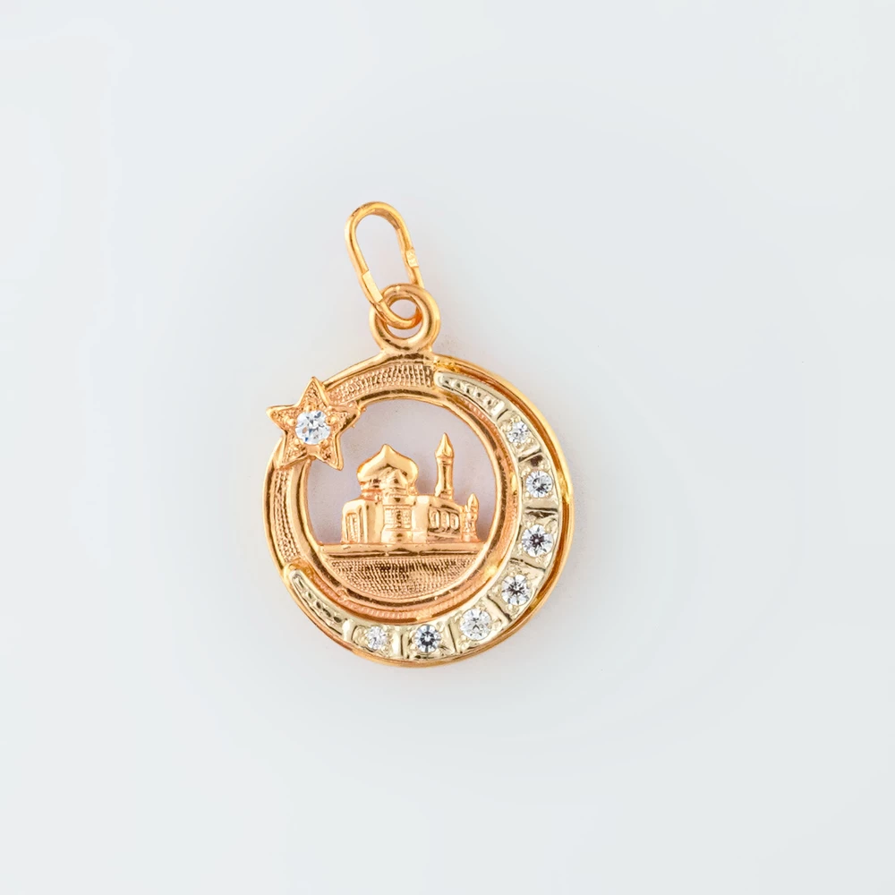 Подвес с фианитом из красного золота 585 пробы