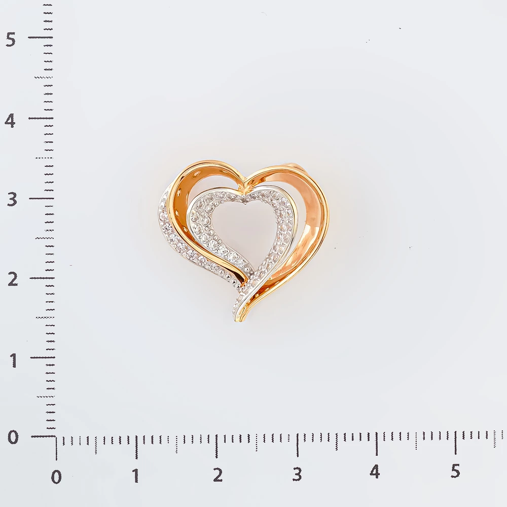 Подвес с фианитом из красного золота 585 пробы