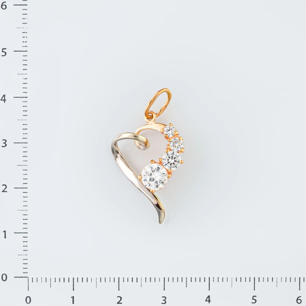 Подвес с фианитом из красного золота 585 пробы