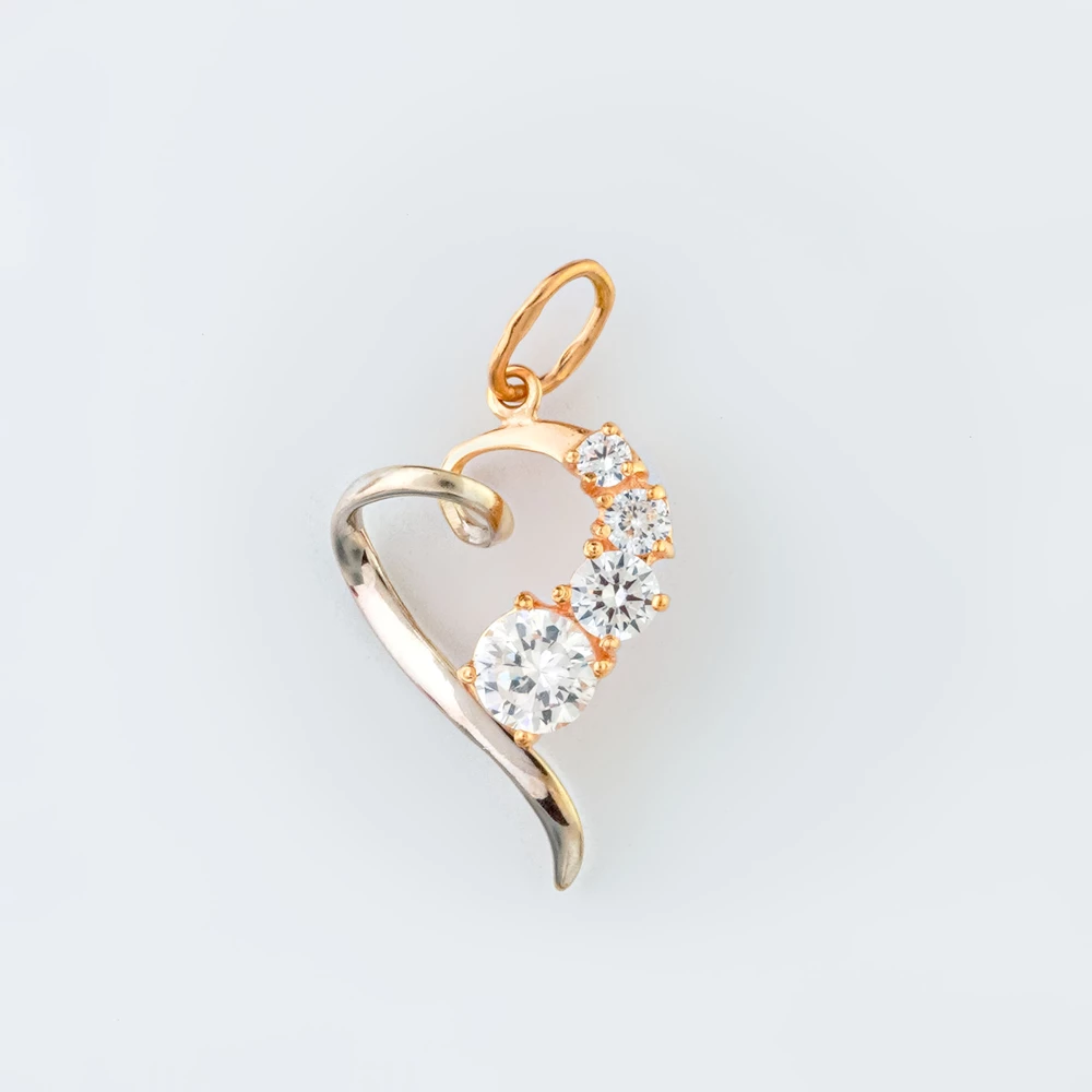 Подвес с фианитом из красного золота 585 пробы