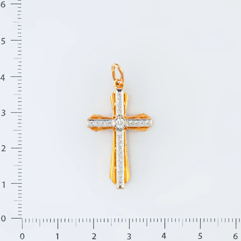 Подвес с фианитом из красного золота 585 пробы