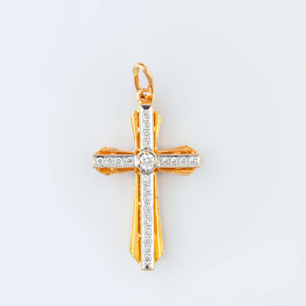 Подвес с фианитом из красного золота 585 пробы