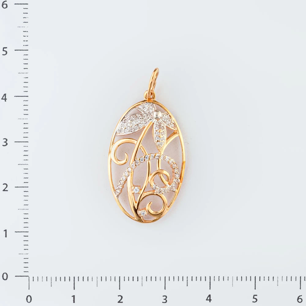 Подвес с фианитом из красного золота 585 пробы