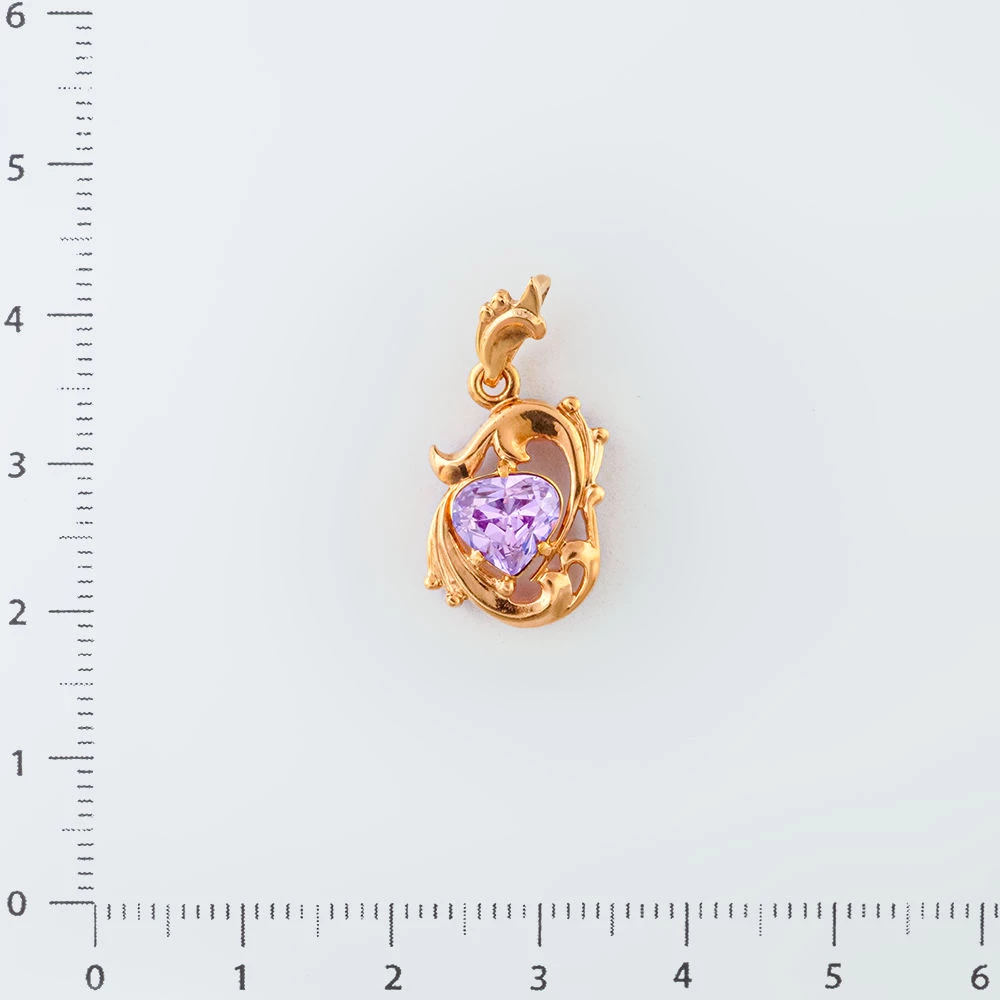 Подвес с фианитом из красного золота 585 пробы